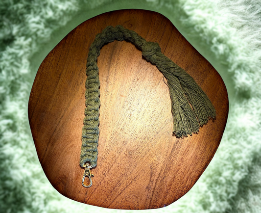 Forest Green Macrame Keychain